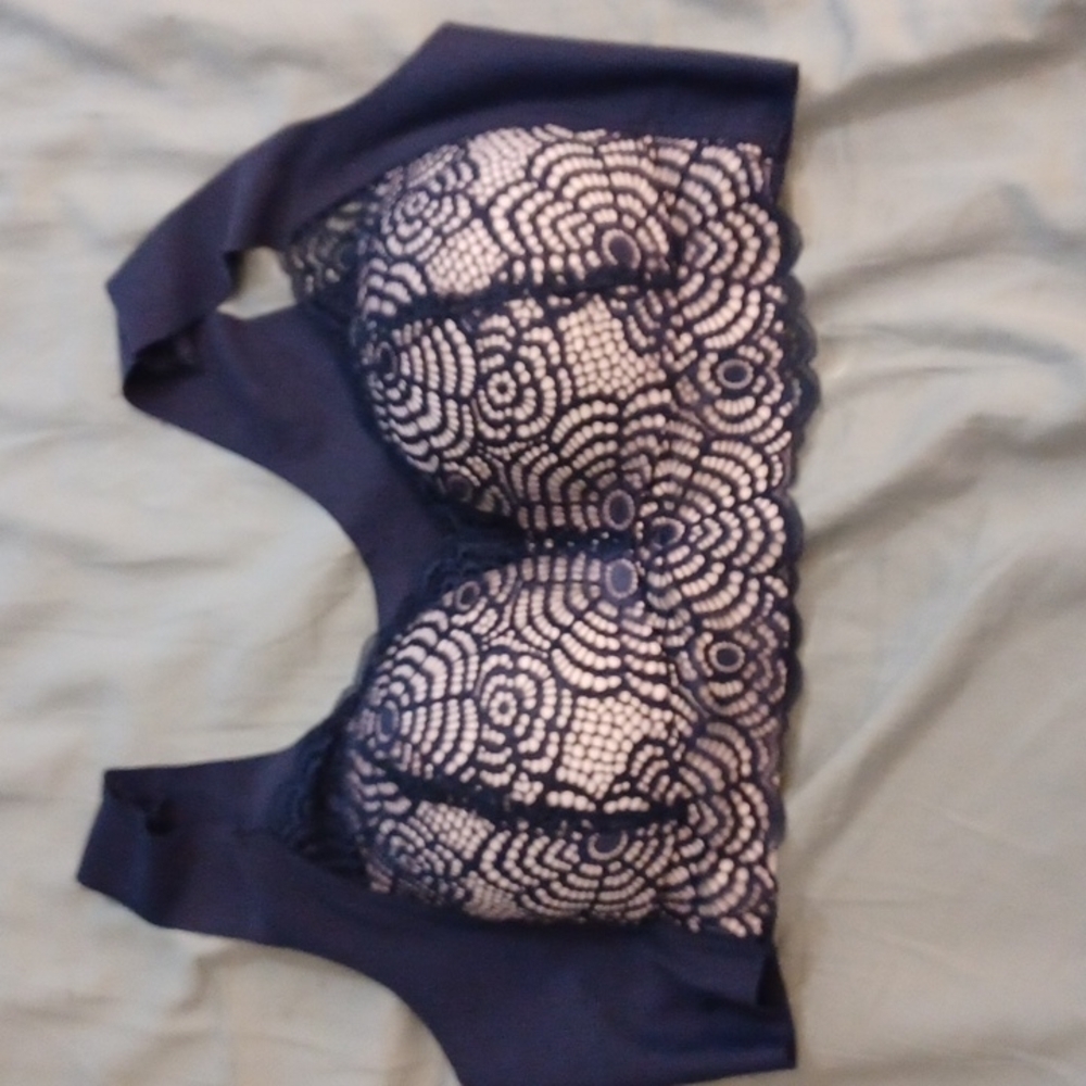 Navy crochet bikini top size 2x